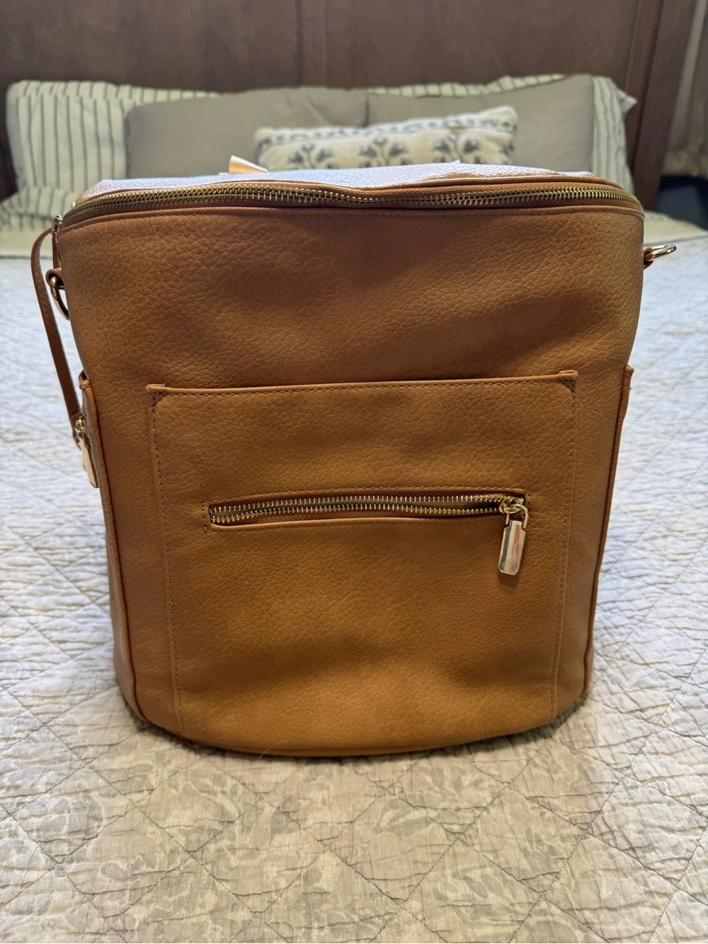 Faux Leather Diaper Bag Backpack